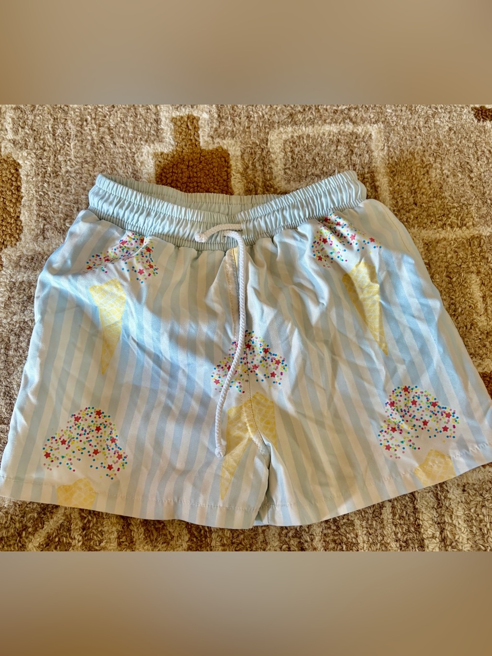 Kids Light Blue Ice Cream Print Swim Shorts